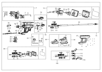 Exploded Diagram A Diagram and Parts List for BHSM15FX08 Type 1 Black and Decker Steamer